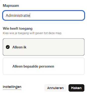 Nieuwe map maken in Dropbox